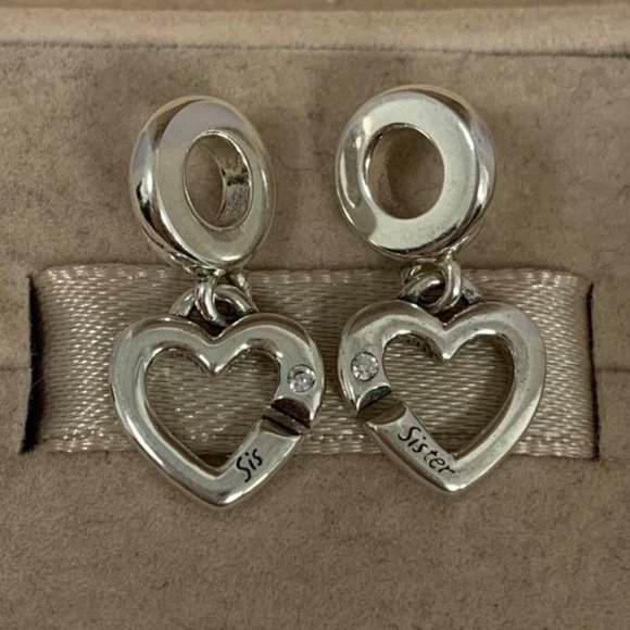 Pandora Linked Sister Hearts Split Dangle Charm - Picture 3 of 4